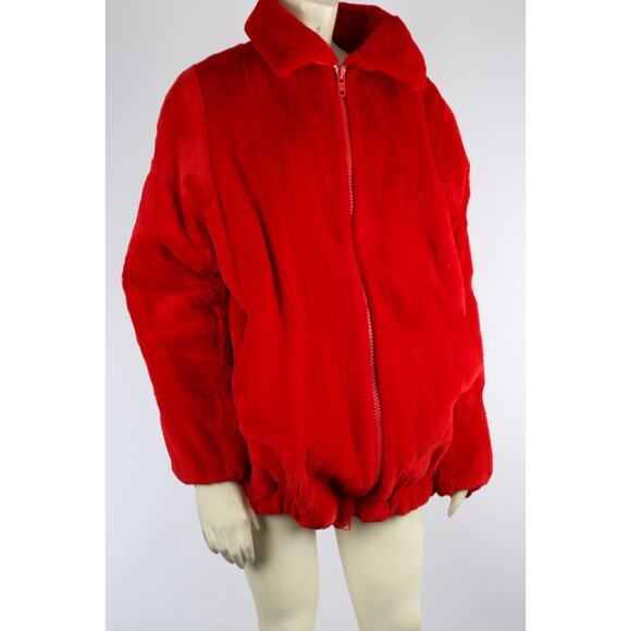 Vintage Luxury Red Sheared Mink Fur Zip Front Jacket Women’s Size L Winter Warm - Picture 4 of 16
